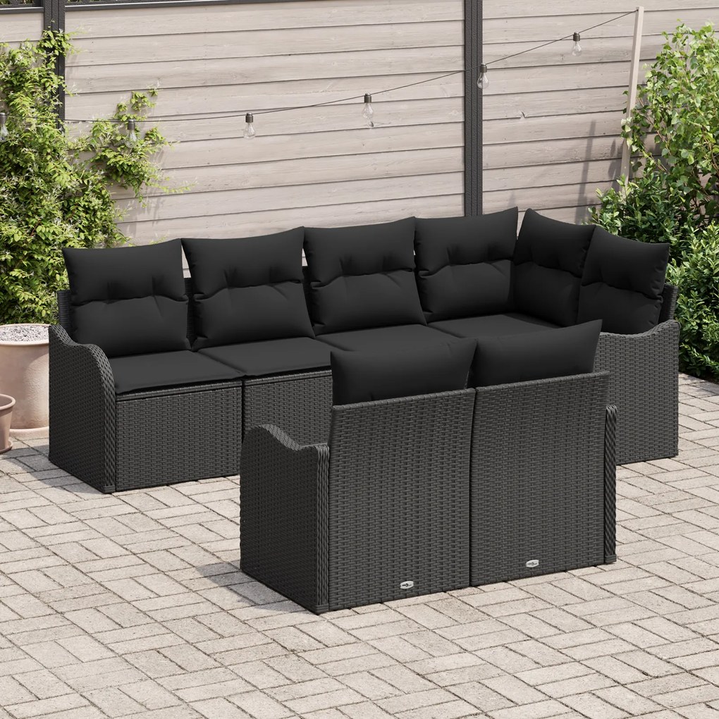 Conjunto de Sofá de Jardim vidaXL de 7 Peças com Almofadas de Rattan d