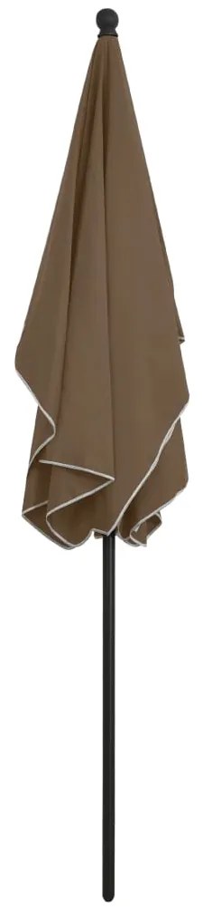 Guarda-sol de jardim c/ mastro 210x140 cm cinzento-acastanhado