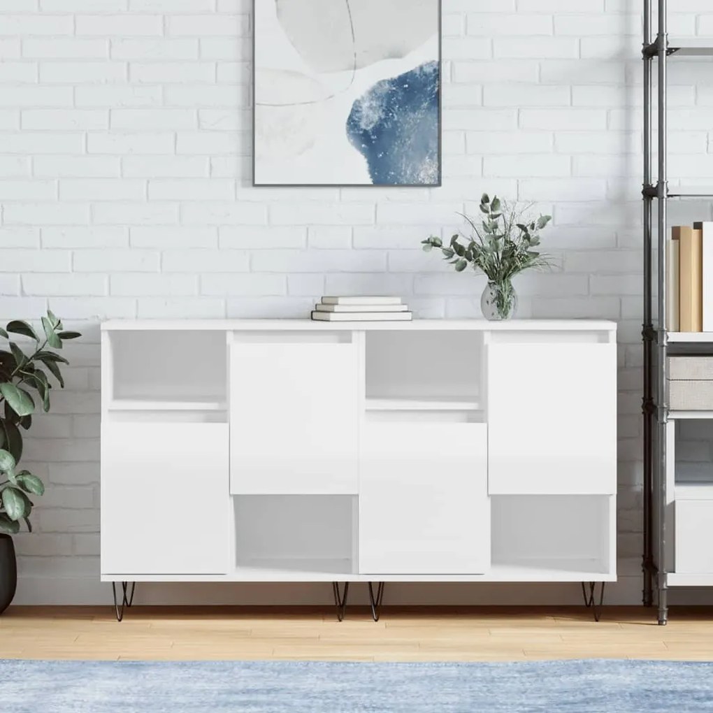 vidaXL Aparadores 2 pcs derivados de madeira branco brilhante