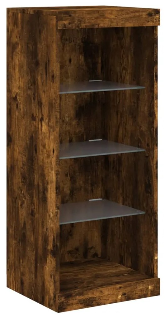 Aparador com luzes LED 41x37x100 cm carvalho fumado