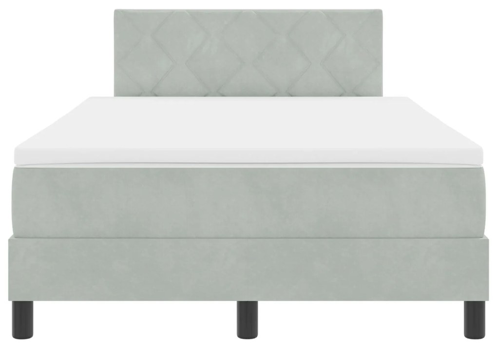 Cama Box com Colchão vidaXL Cinza Claro 120x200 cm Veludo