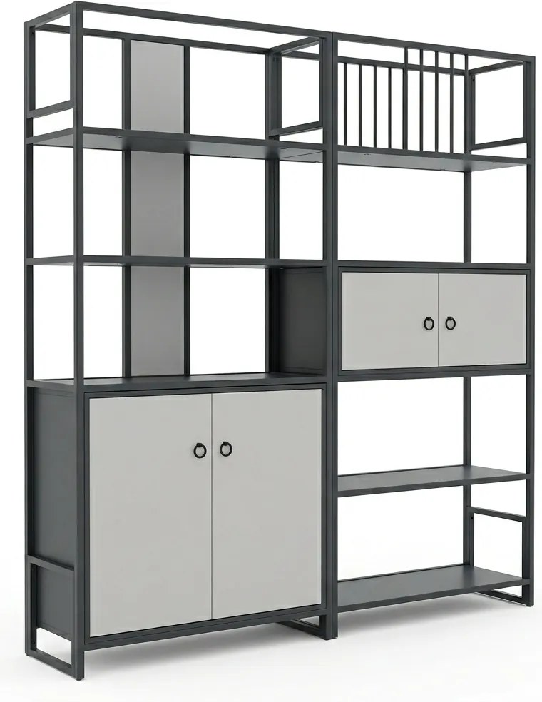 Estante de Arrumação Vereda Preta e Cinza: Design Industrial e Organização