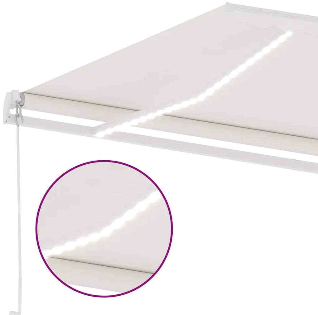 Toldo retrátil manual com LED 400x300 cm cor creme