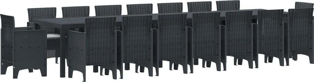 vidaXL Conjunto de Jantar para Jardim com Almofadas 17 pcs Antracite