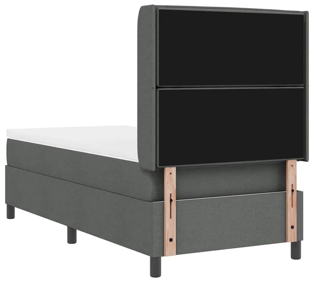 Cama Box com Colchão Cinza Escuro 90x200 cm em Tecido