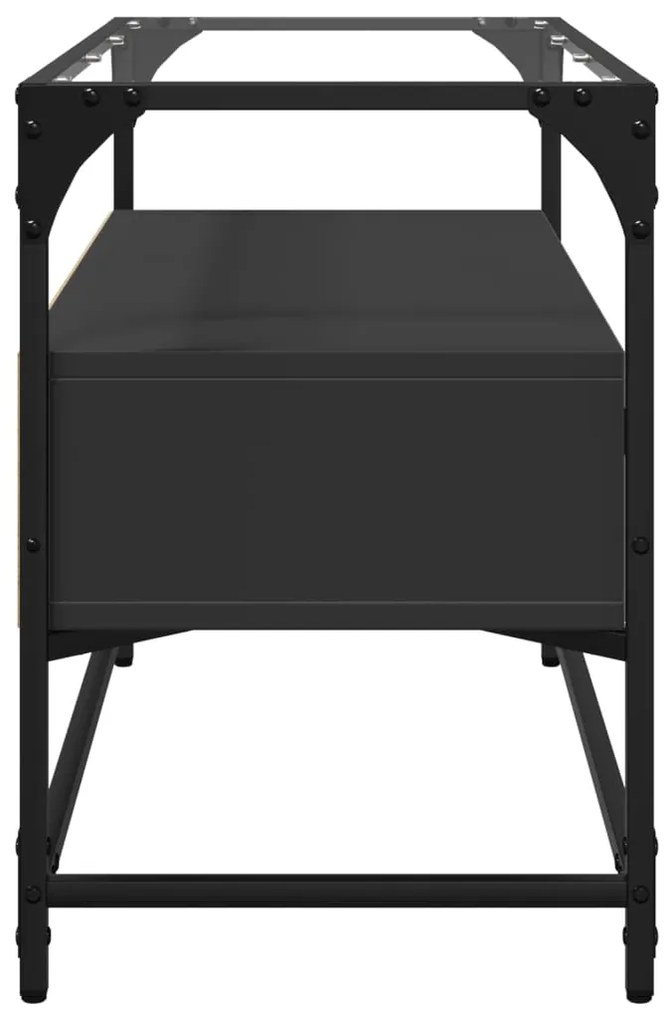 Móvel de TV c/ tampo vidro 80x35x51 cm derivados madeira preto