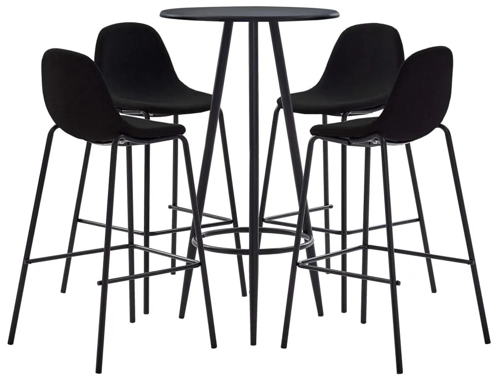 vidaXL 5 pcs conjunto de bar tecido preto