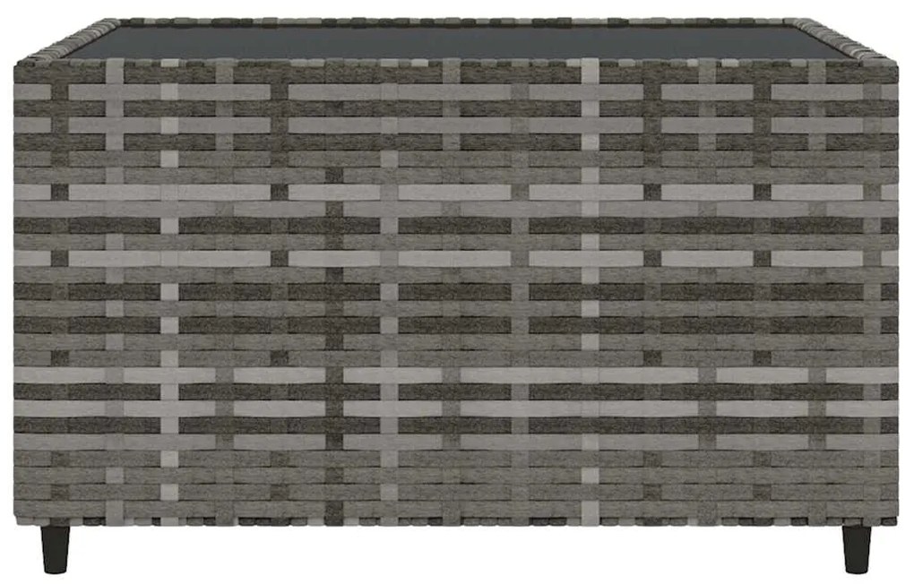 4 pcs conjunto lounge de jardim c/ almofadões vime PE cinzento