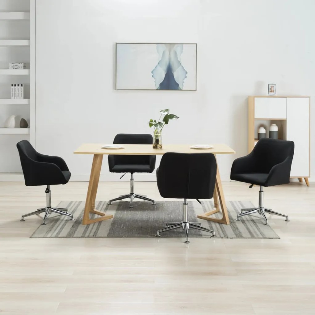 vidaXL Cadeiras de jantar giratórias 4 pcs tecido preto