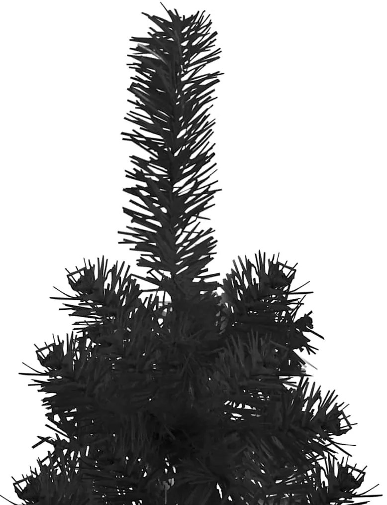 Meia árvore de Natal fina com suporte 210 cm preto