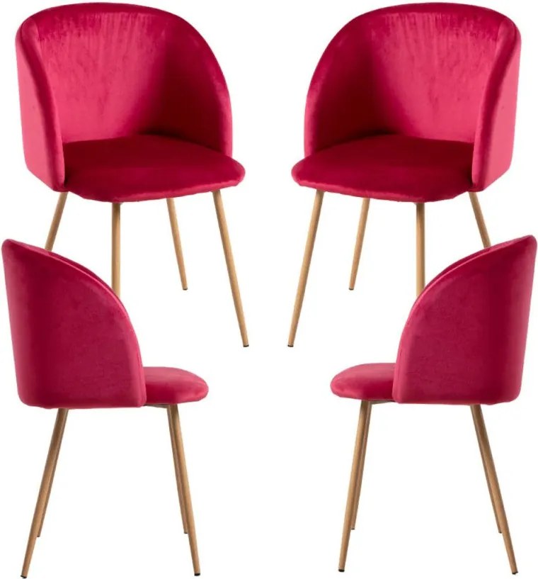 Pack 4 Cadeiras Velt Veludo - Vermelho