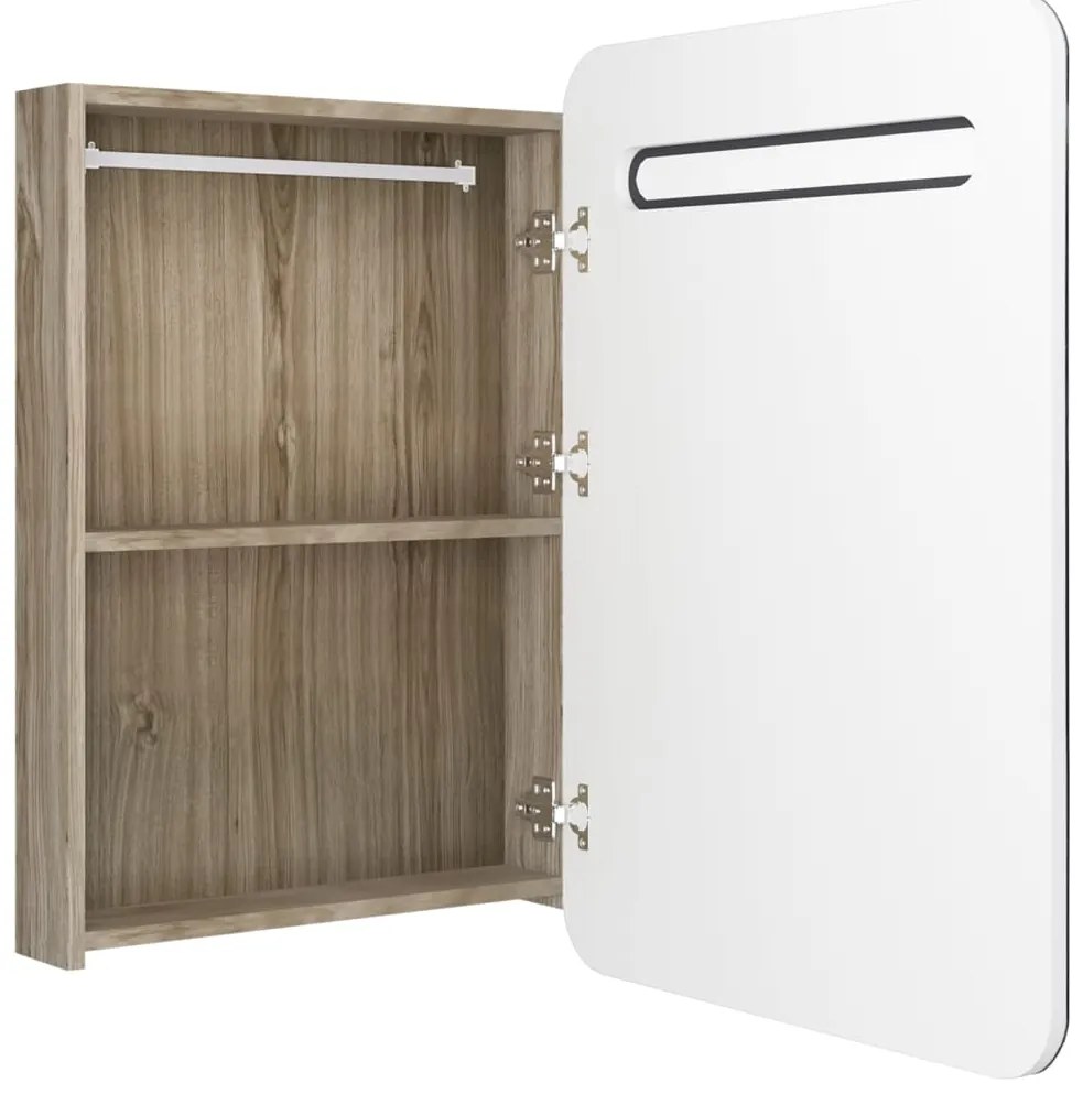 Armário espelhado casa de banho LED 60x11x80 cm branco/carvalho