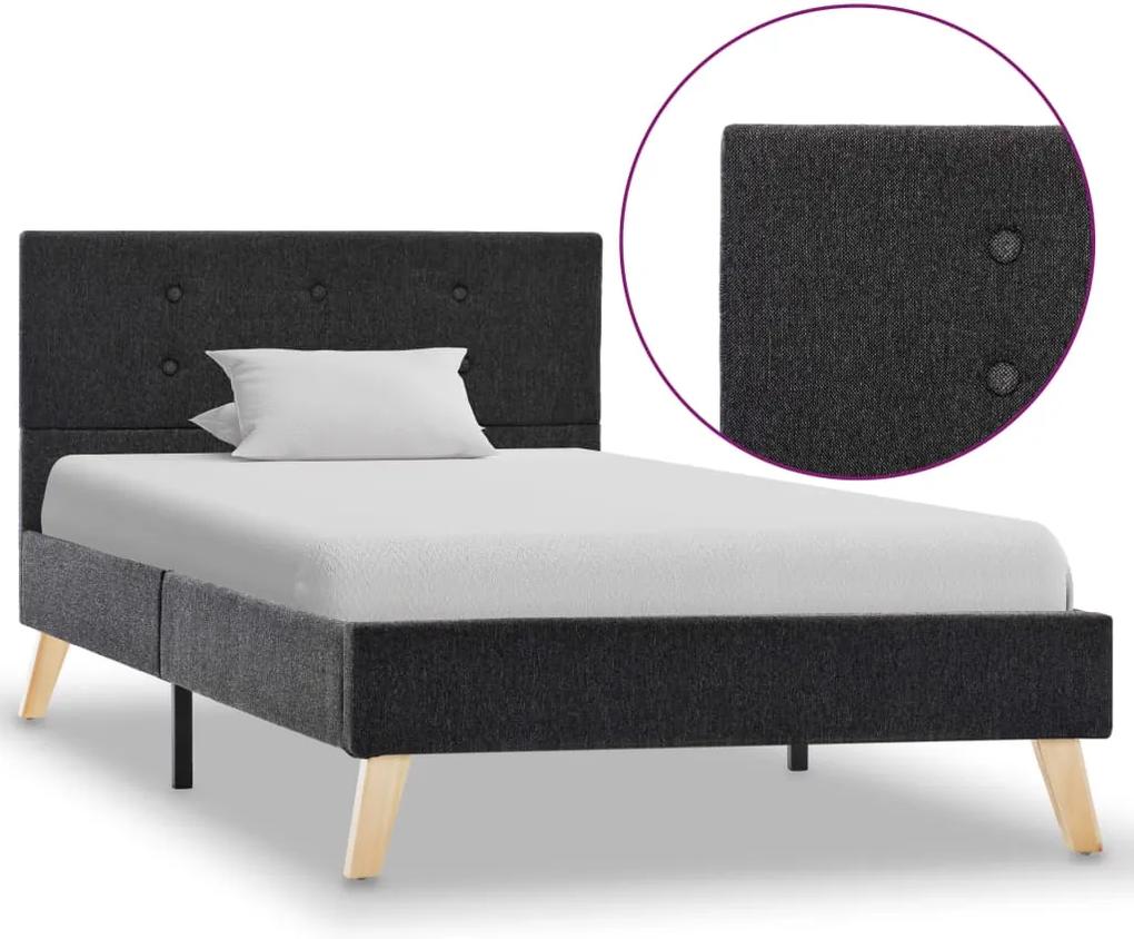 Estrutura de cama em tecido 100x200 cm cinzento-escuro