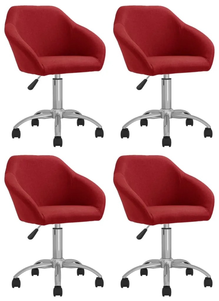 vidaXL Cadeiras de jantar giratórias 4 pcs tecido vermelho tinto