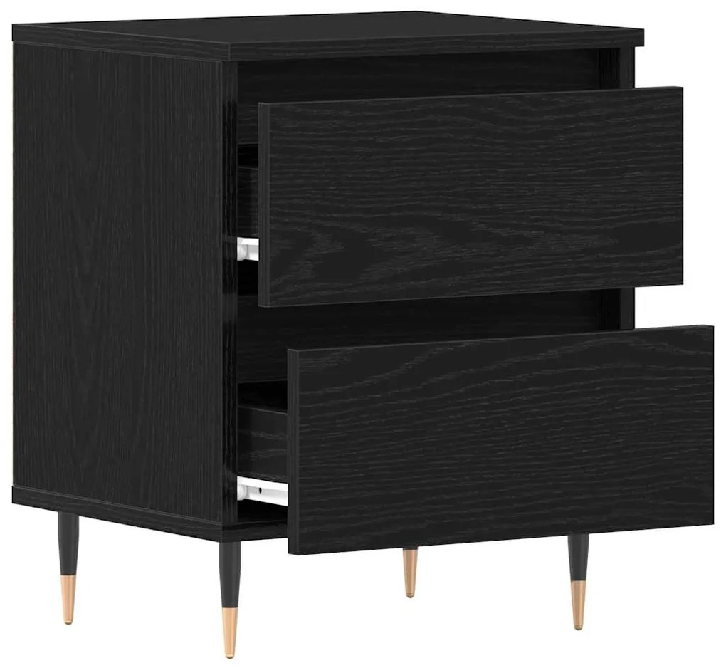Camas de Cabeceira vidaXL 2 pcs Preto Carvalho 40x35x50 cm Madeira de