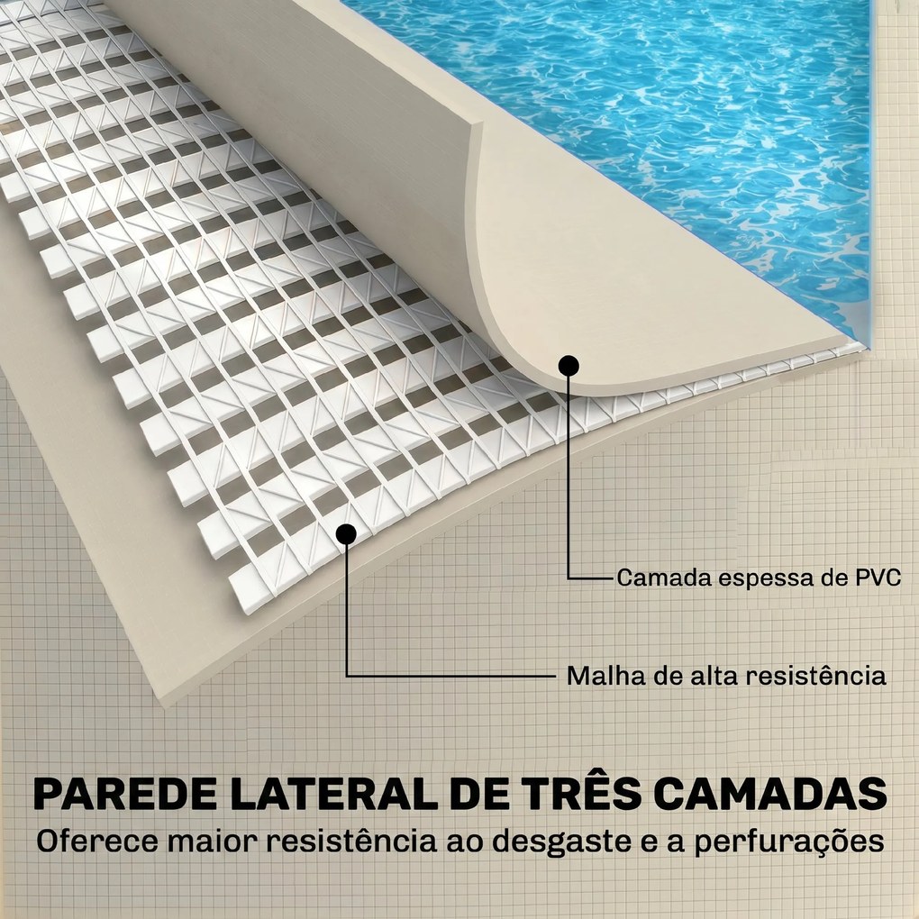 Piscina Desmontável Tubular 394,5x208,3x80,5 cm 6075 L Retangular com Estrutura Metálica para 4-6 Pessoas Cinza
