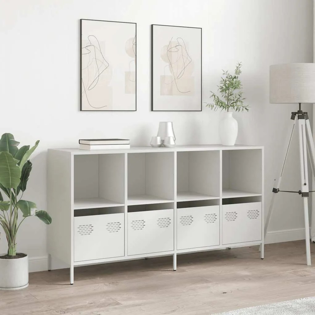 Aparador 135x39x73,5 cm aço laminado a frio branco