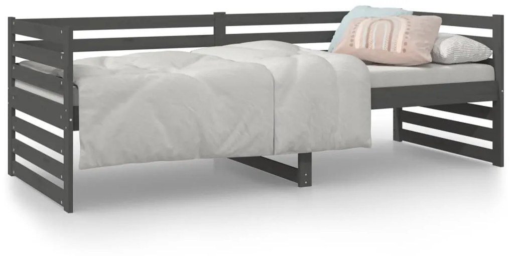 Sofá-cama 80x200 cm madeira de pinho maciça cinzento