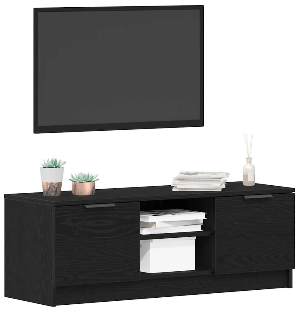 Estante para TV vidaXL Preto Carvalho 102x35x36,5 cm Madeira de engenh