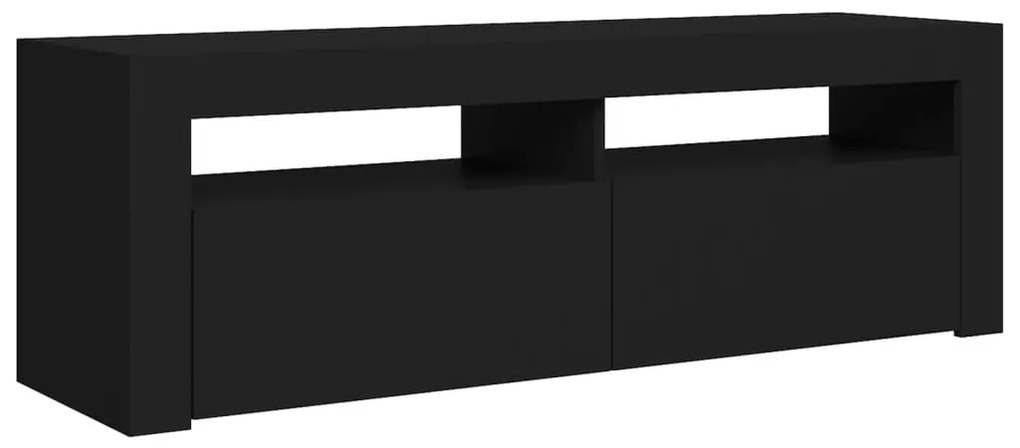 Móvel de TV com luzes LED 120x35x40 cm preto