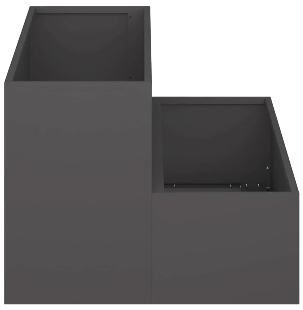 Vaso de Jardim - 2 Camadas Preto em Aço, 100x60x45 cm