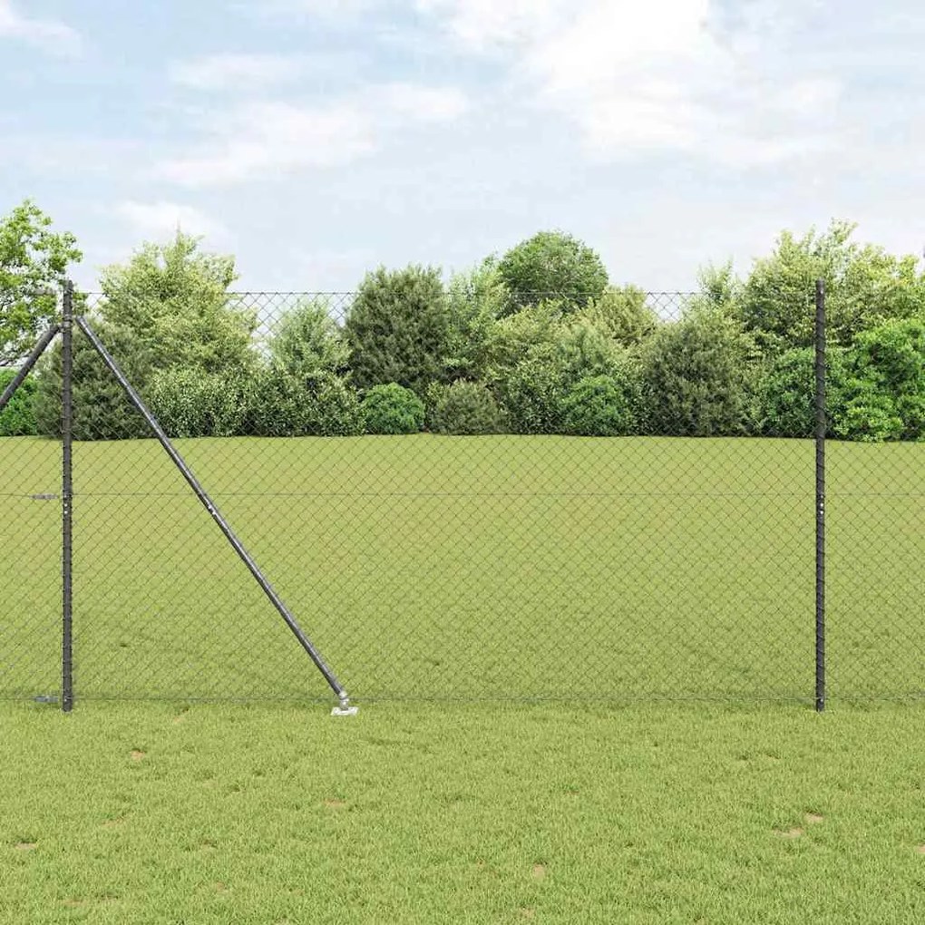 vidaXL Conjunto de Postes de Cerca Cinzeto 1.6 x 10 m Aço Galvanizado