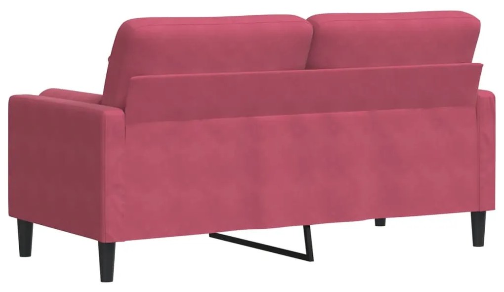 Sofá 2 lug. + almofadas decorativas 140cm veludo vermelho tinto