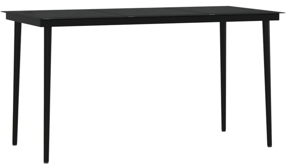 7 pcs conjunto de jantar para jardim com almofadões preto