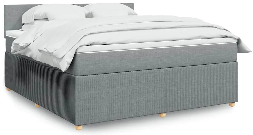 vidaXL Cama com molas/colchão 180x200 cm tecido cinzento-claro