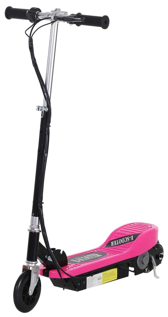 HOMCOM Trotinete Elétrica Dobrável para Crianças e Adolescentes acima de 7 Anos Velocidade de 10km/h Carga 50kg 78x37x89-95cm Rosa