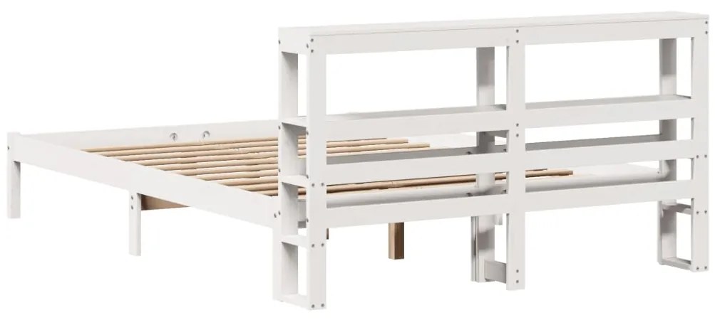 Cama sem colchão 160x200 cm madeira de pinho maciça branco