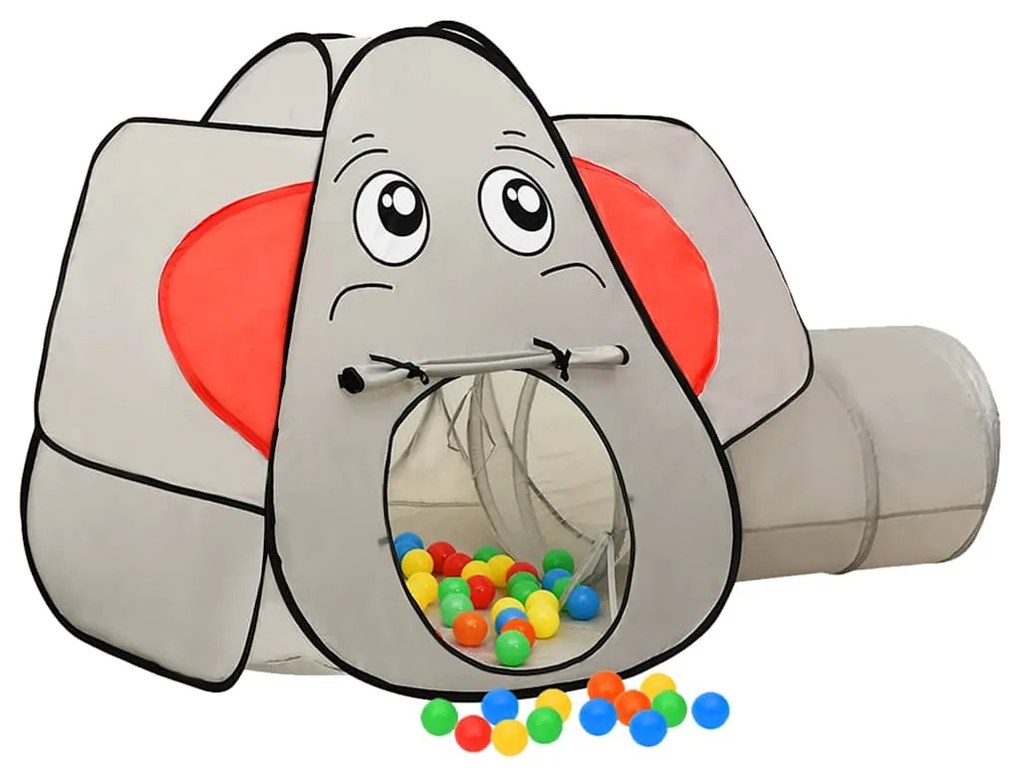 Tenda de brincar elefante com 250 bolas 174x86x101 cm cinzento