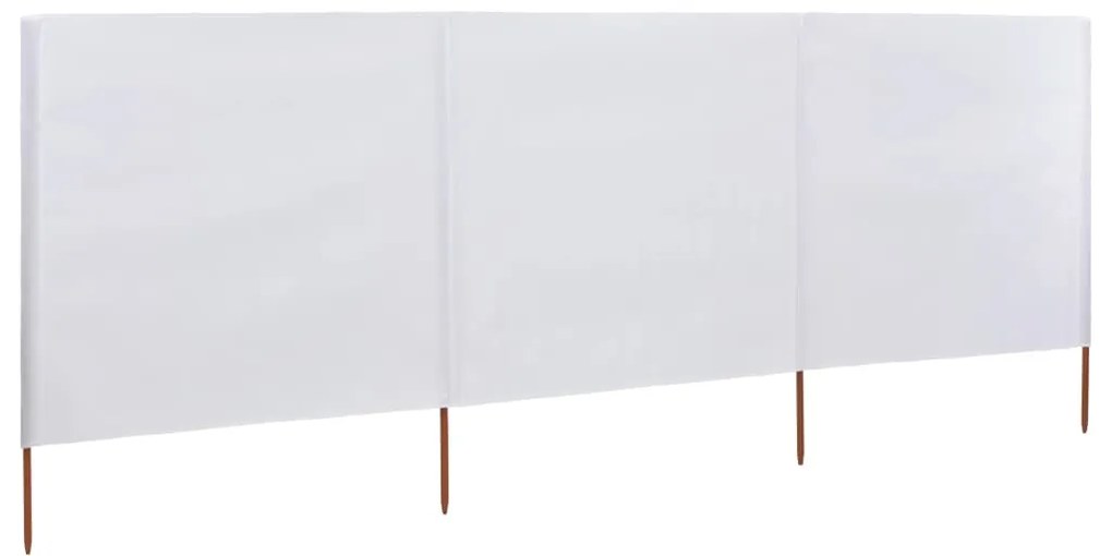 Para-vento com 3 painéis em tecido 400x160 cm cor areia branco