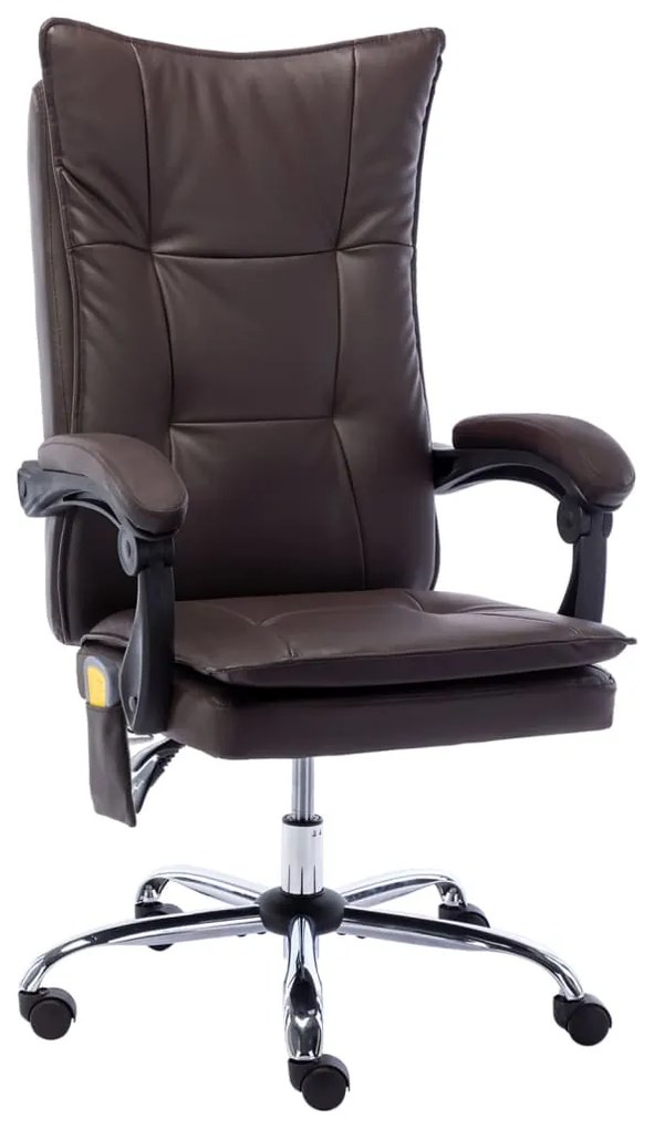 vidaXL Cadeira escritório c/ função massagem couro artificial castanho