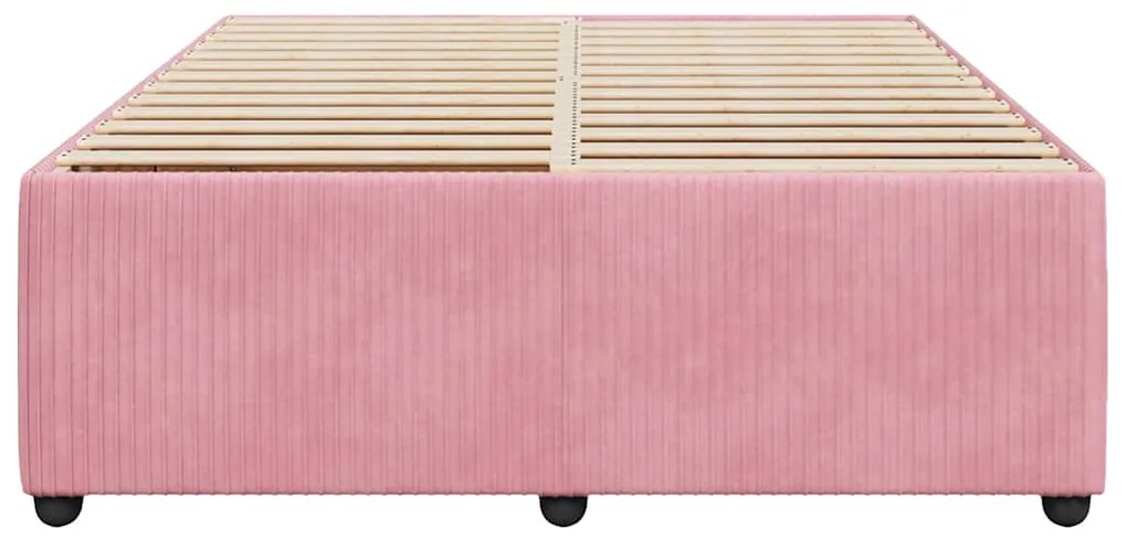 Estrutura de cama 140x200 cm veludo rosa