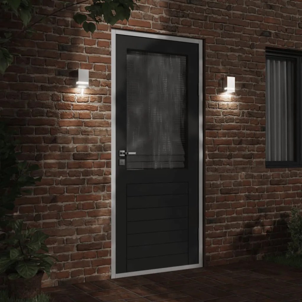 Candeeiro de parede para exterior aço inoxidável prateado