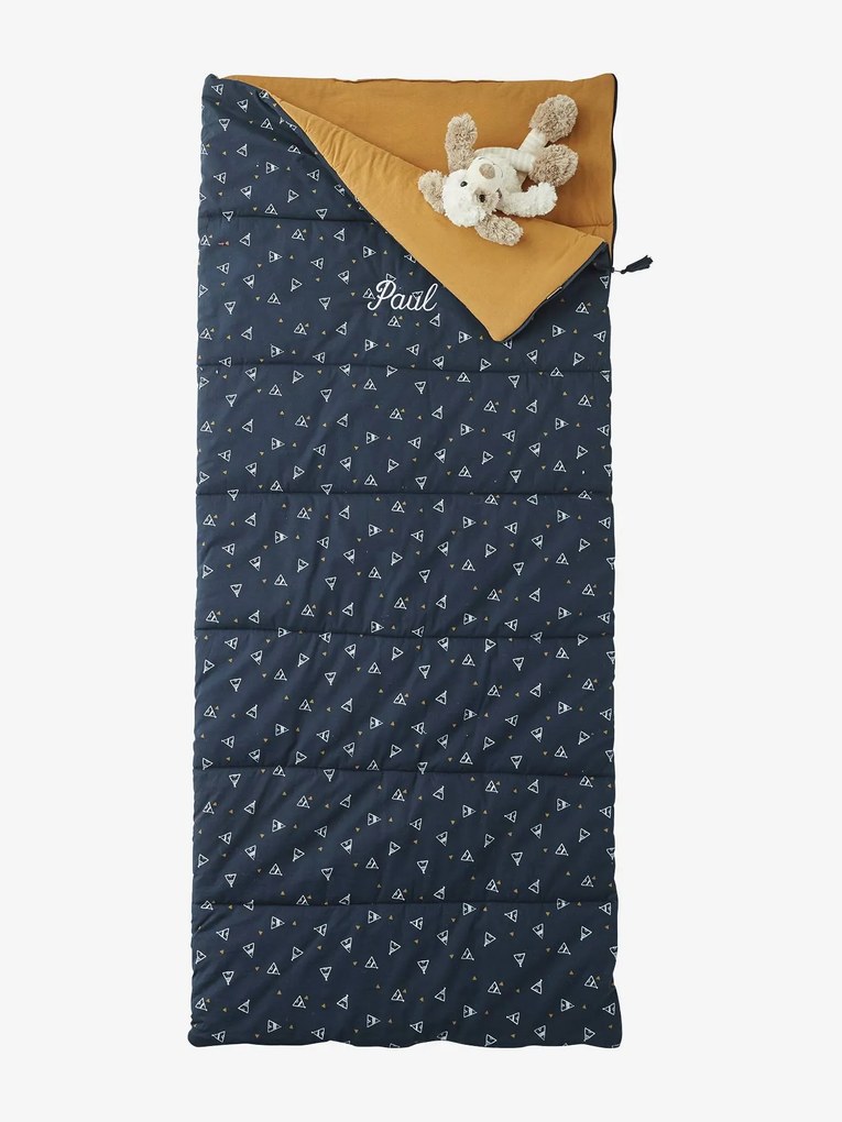 Saco-cama personalizável, tema Tipis azul escuro estampado