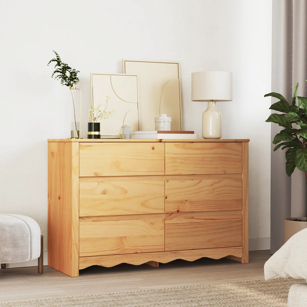 Cômoda vidaXL "DRAMMEN" 111x43x73,5 cm Madeira Sólida Pinheiro