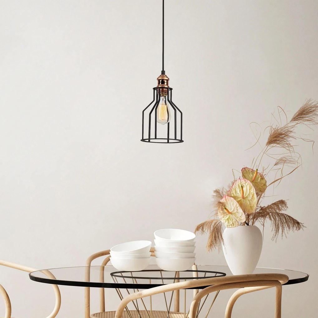 Candeeiro de Teto Alacati – Preto e Bronze – Diâmetro 17 cm