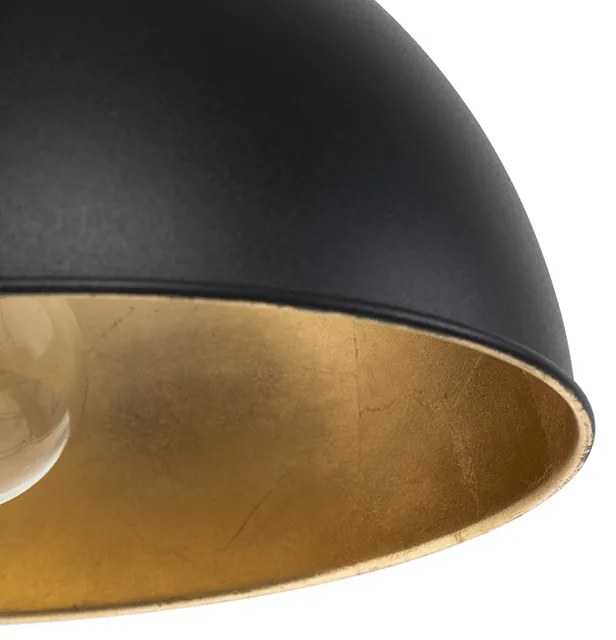 LED Candeeiro de suspensão inteligente preto com dourado 3 luzes incl. Wifi A60 - Magnax Industrial