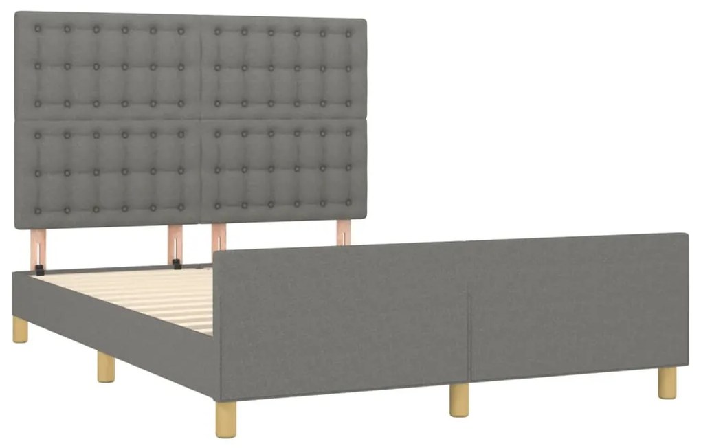 Estrutura de cama sem colchão 140x200 cm tecido cinzento-escuro