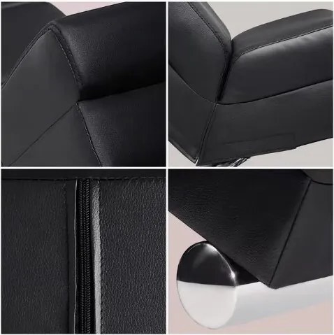 Poltrona London 186 x 55 x 89 cm em couro sintético preto