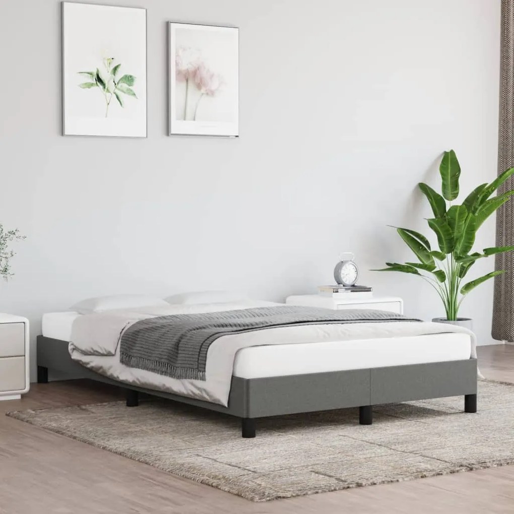 Estrutura de cama sem colchão cinza escuro 120x190 cm tecido