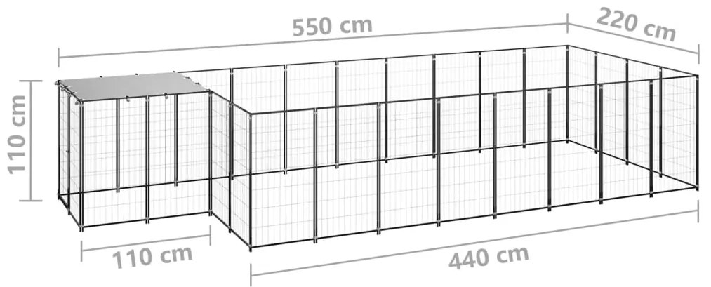Canil 10,89 m² aço preto