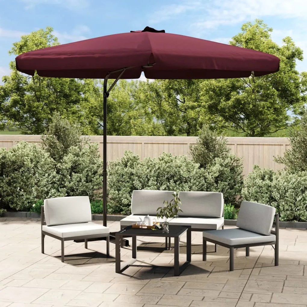vidaXL Guarda-sol de jardim com poste de aço 300 cm bordô