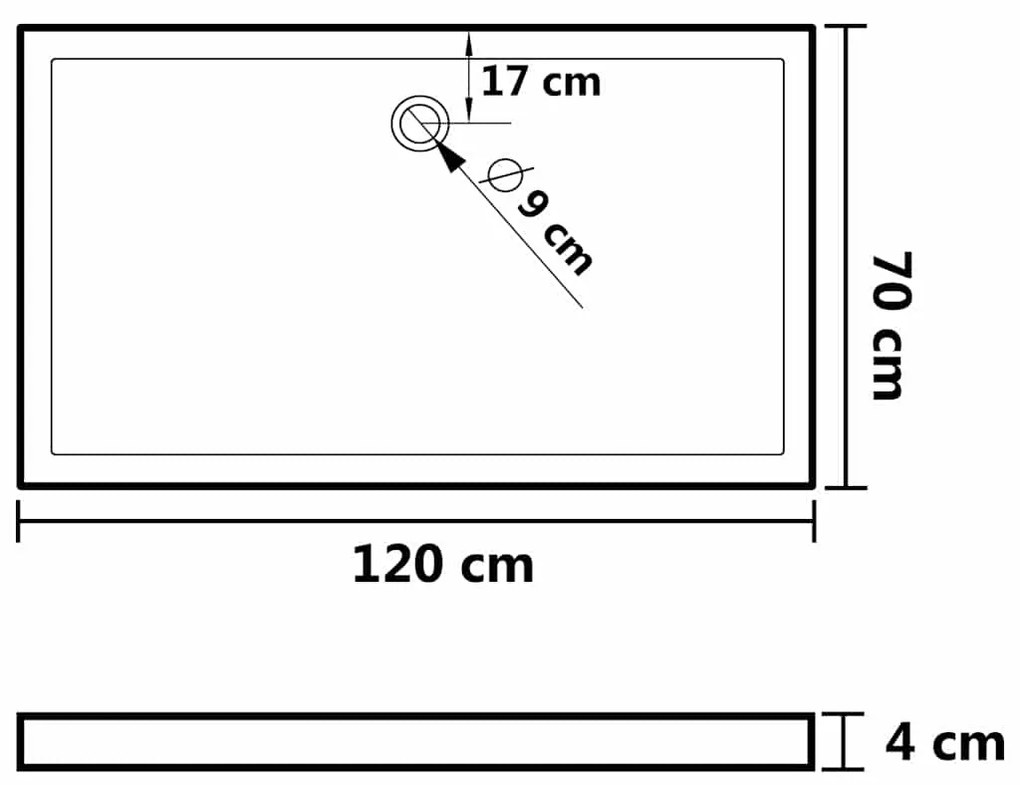 Base de chuveiro retangular 70x120 cm ABS preto