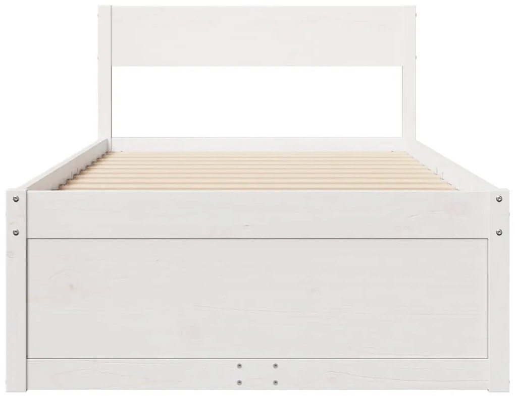 Cama sem colchão 90x200 cm madeira de pinho maciça branco