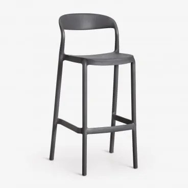 Pack De 4 Bancos Altos Empilháveis Em Polipropileno Brenza Cinza Grafito & ↑75 Cm - Sklum