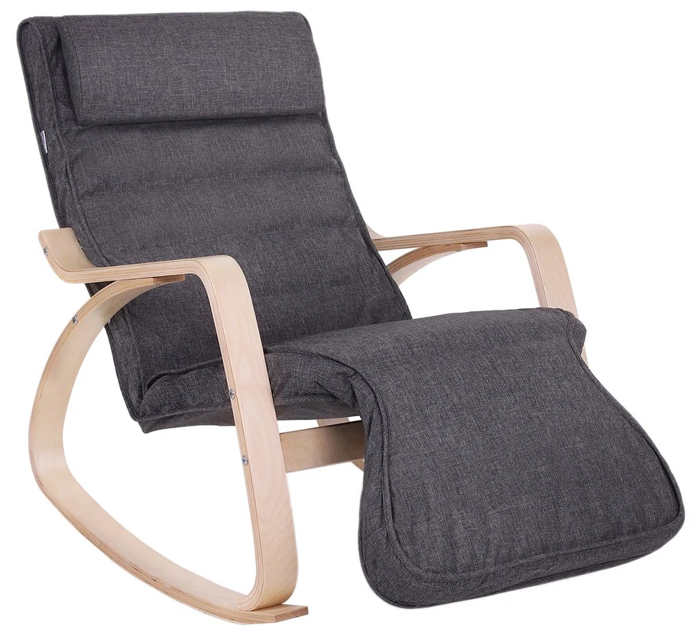Cadeira de baloiço com apoio para os pés 67 x 125 x 91 cm cinzento escuro