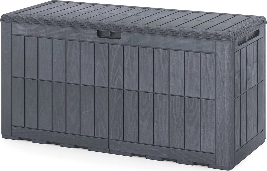 Baú de Arrumação de Exterior, 121 x 53 x 61 cm, Capacidade de 380 L, Cinzento